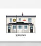 SUN INN PUB, Richmond Upon Thames, A4 Print - Image 1