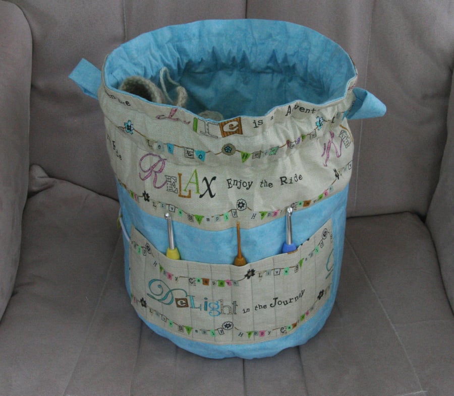 Large Reversible Drawstring Project Bag