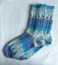 Hand-cranked Knitted Ribbed Wool Socks Size 8 to 9 - Image 2