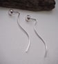 Small Argentium silver stud earrings with extended ear wire - Image 6