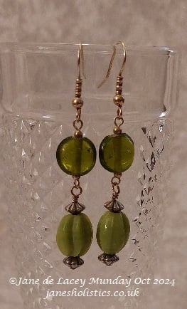 Green Dangly Drop Earrings