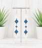Hand-stitched White & Blue Beaded Earrings – Sterling Silver Ear Wires - Image 5