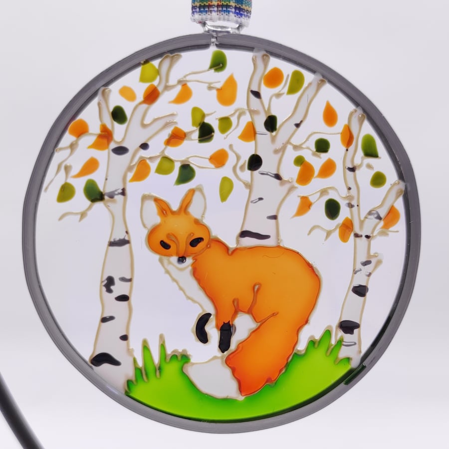 Handmade glass painted window hanging or Christmas tree bauble