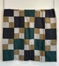 Green, Blue, Grey & Yellow Vintage Tweed Patchwork Quilt