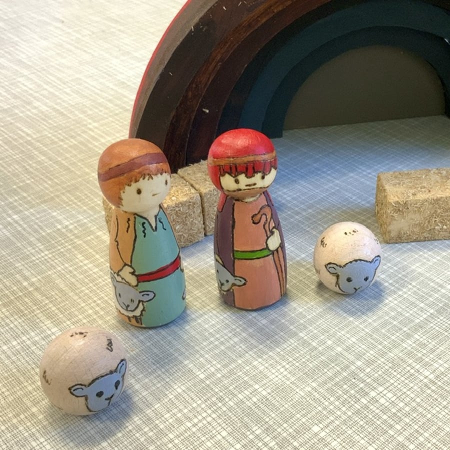 Shepherds Nativity Peg Dolls for Bible story telling