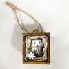 Miniature Hedgehog textile art in wooden drawer box, 3D fabric wall hanging