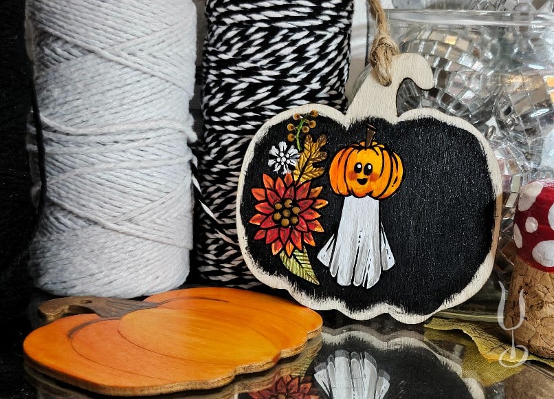 Pumpkin-head Autumn Ghost -Hand-painted hanging decoration