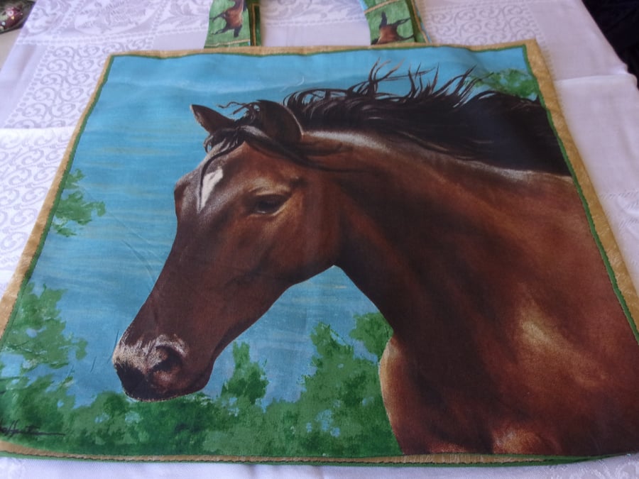 Fabric Picture Bag with Horses