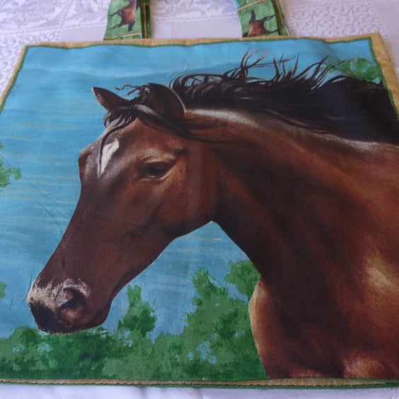 Fabric Picture Bag with Horses