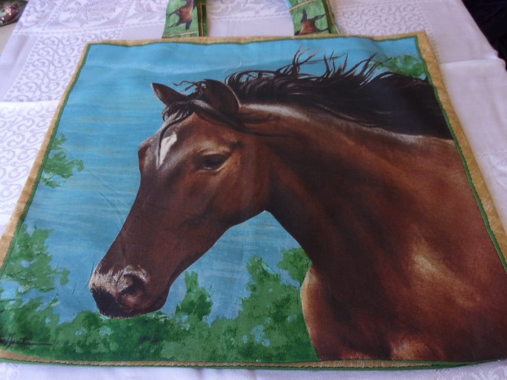 Fabric Picture Bag with Horses