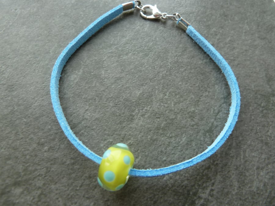 Blue faux suede bracelet