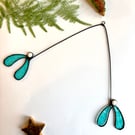 Stained glass mistletoe suncatcher, Perfect Christmas gift, Unique Christmas 