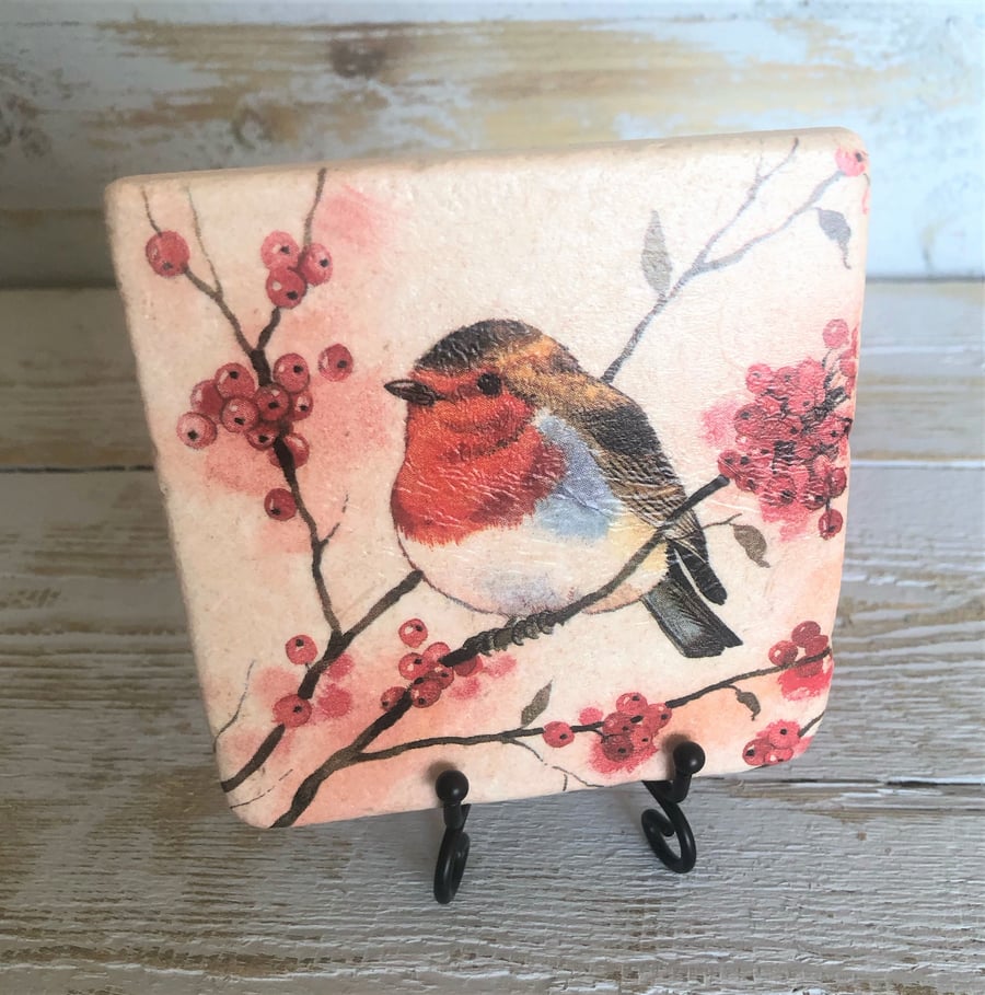 Robin Stone Coaster, Robins Appear When Angels Are Near, Robin Gift,