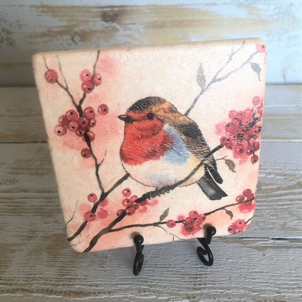 Robin Stone Coaster, Robins Appear When Angels Are Near, Robin Gift,