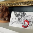Cute Funny Boxer Dog Engagement Proposal Wedding Ring a6 Card- Print of Drawing