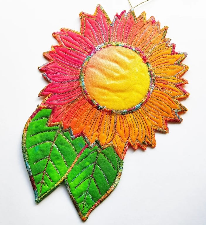 Sunflower Hanging Decoration Free Machine Embroidery