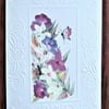 hand painted floral greetings card ( ref F  543)