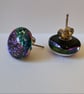 Large sparkly fused glass stud earrings - Image 3