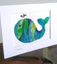A multicoloured batik 'Whale' fabric picture - 7x5 inches including mount - Image 3
