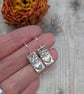 Sterling Silver Rectangle Earrings with Hearts - JBJ1058 - Image 4