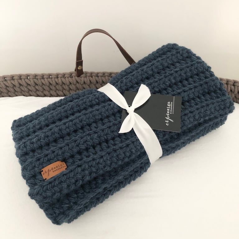 Handmade ribbed crocheted baby blanket -pram blanket - various colours available