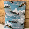 Spitfire Planes Quilted Fabric Book Sleeve - Medium