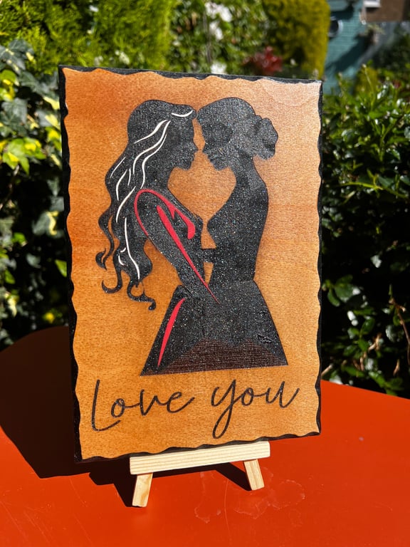 Personalised Romantic Wooden Plaque – Bespoke Same-Sex Couple Gift – Handmade Lo