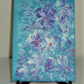 original art floral box canvas acrylic painting ( ref F 617)