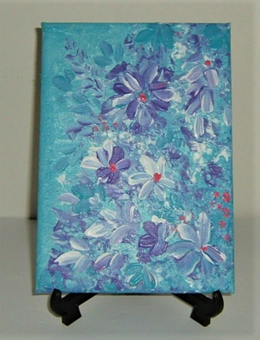 original art floral box canvas acrylic painting ( ref F 617)