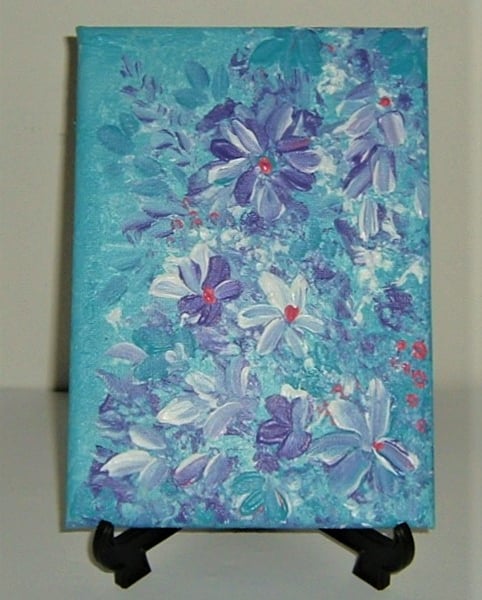 original art floral box canvas acrylic painting ( ref F 617)