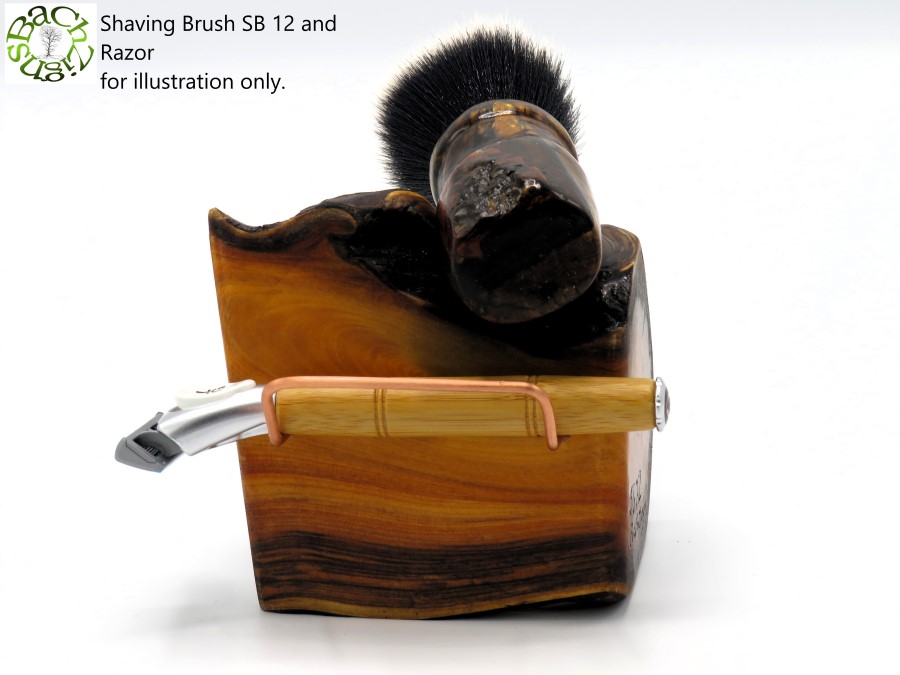 Handcrafted Yew wood & Copper Shaving Stand for brush and razor (SKU SS22)