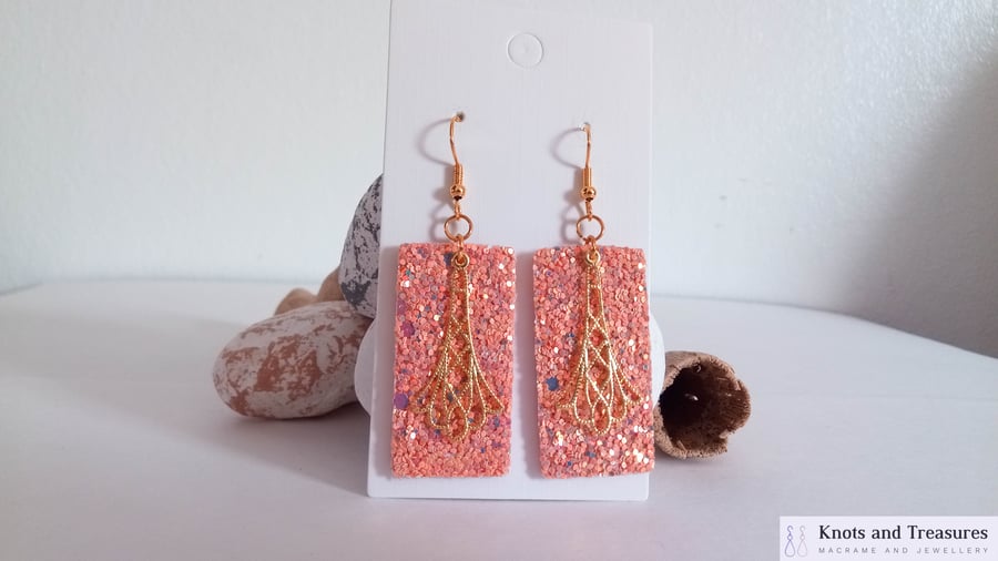 Faux Leather Sequin Sparkle Earrings