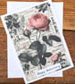 C6713   Anniversary Card, Hammered Card, Pink Roses, Romance,