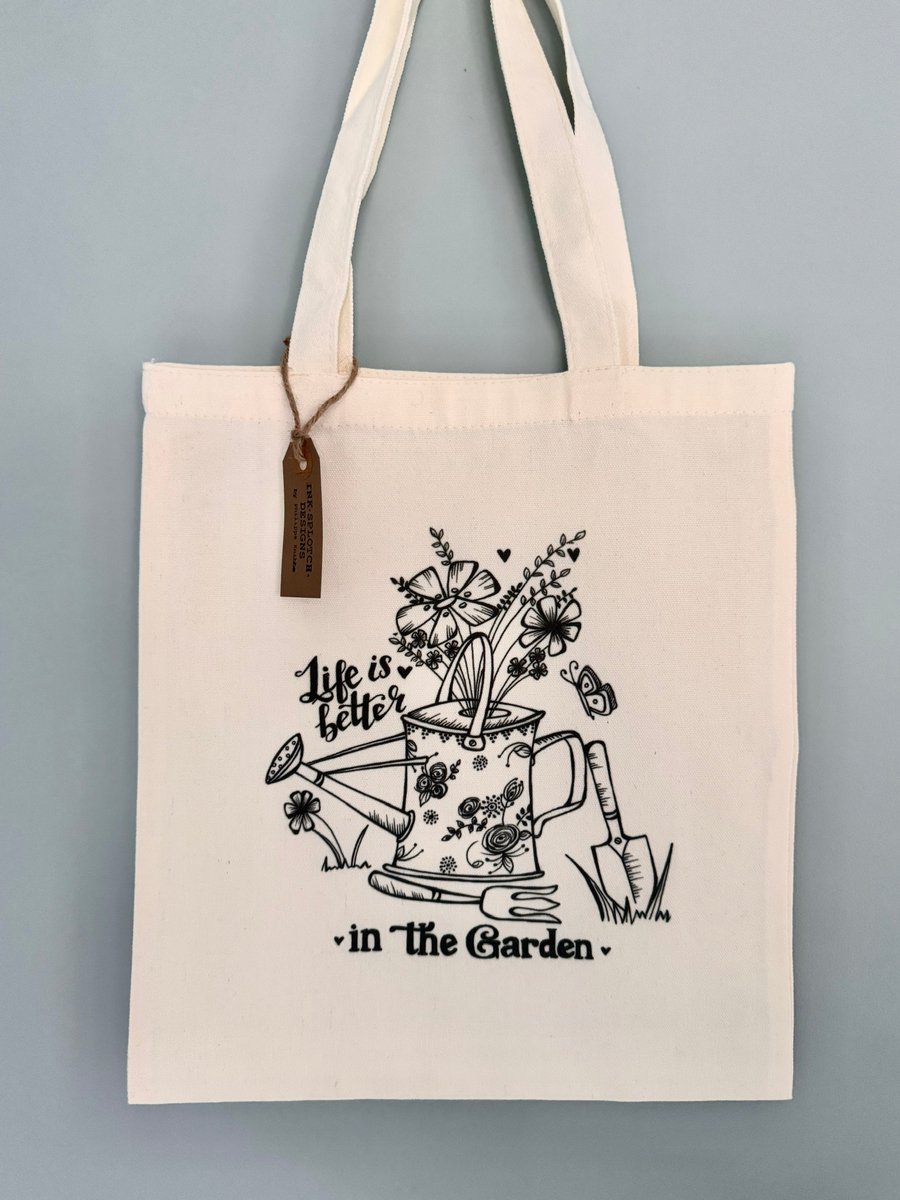 Illustrated “Life’s Better In The Garden” Printed Tote Bag 