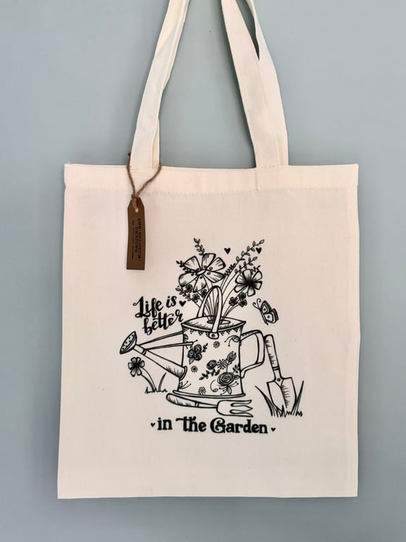 Illustrated “Life’s Better In The Garden” Printed Tote Bag 