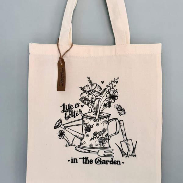 Illustrated “Life’s Better In The Garden” Printed Tote Bag 