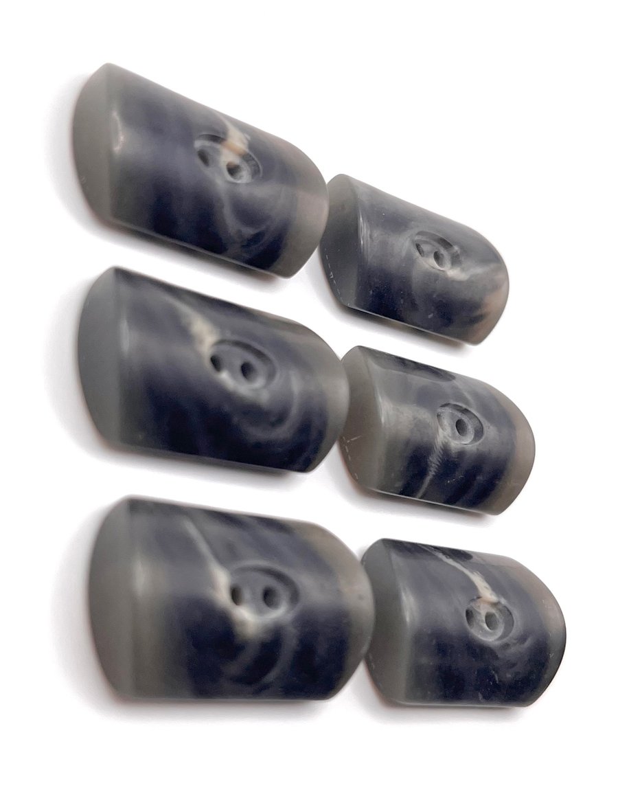 6 Dark Grey Toggle Buttons, Domed, 28mm Wide, Woodgrain Effect, Buy 1 Get 1 Free
