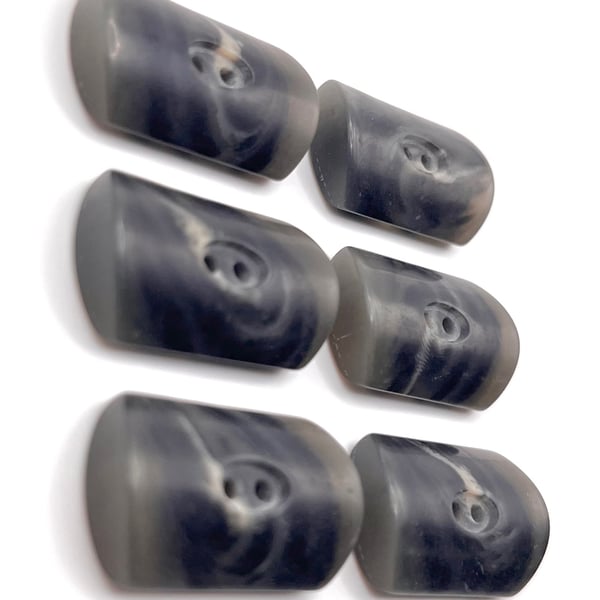 6 Dark Grey Toggle Buttons, Domed, 28mm Wide, Woodgrain Effect, Buy 1 Get 1 Free