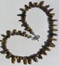 Gold Tiger Eye Crystal Gemstone Chunky Statement Tribal Style Necklace - Image 3