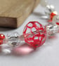 Modern Ruby Drift - Red and Opaline Geometric Glass Necklace - Image 4