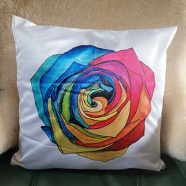 Rainbow Rose Cushion