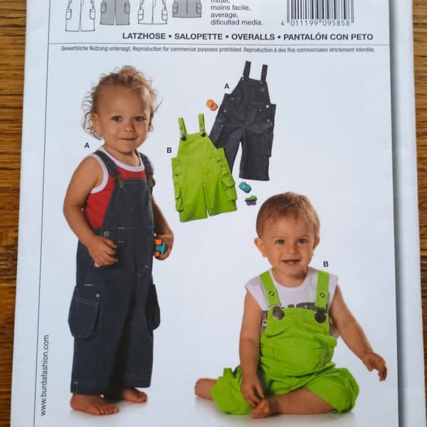 Sewing pattern - Baby Toddler dungarees BURDA 9585 - age 3 m to 3 years