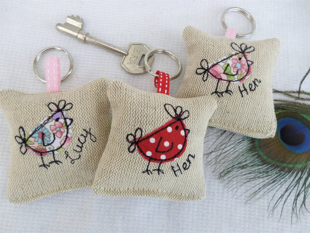 Hen Chicken Custom Keyring with optional Lavender Scent - Choice of Colour