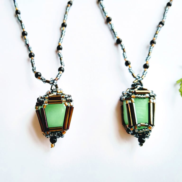 Glow In The Dark Lantern Hand Beaded Gothic Necklace