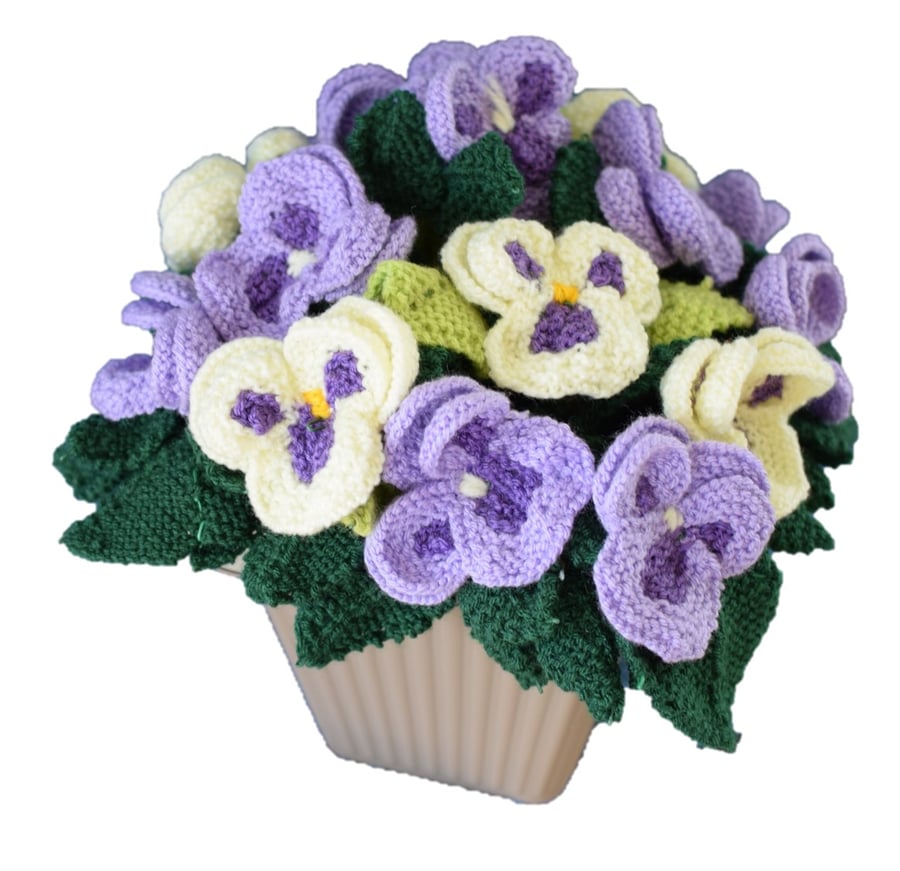 Knitting Pattern for The Pansy Pot.  Digital Pattern