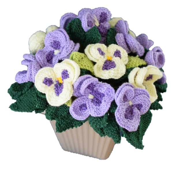 Knitting Pattern for The Pansy Pot.  Digital Pattern