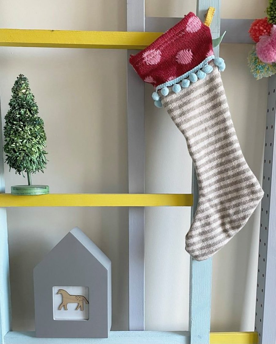 Knitted christmas stocking decorations