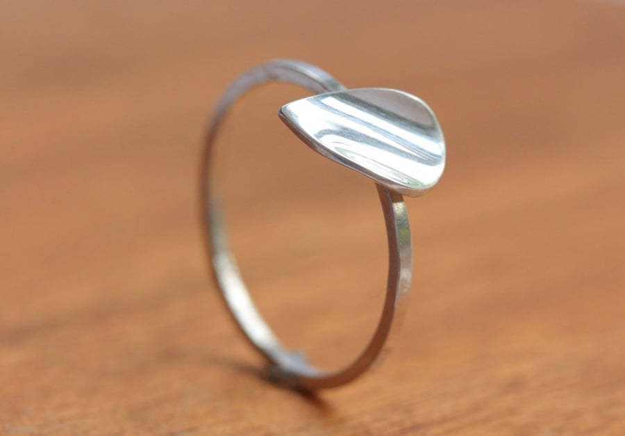 Silver Leaf Ring - Silver Stacking Ring - Leaf Stacking Ring