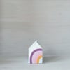 Miniature Wooden House, Rainbow House, House Ornament, Housewarming Gift