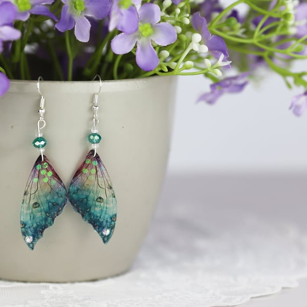 Fairy Wing Earrings Blue Butterfly Fantasy Fairycore Cottagecore Fairy Gift